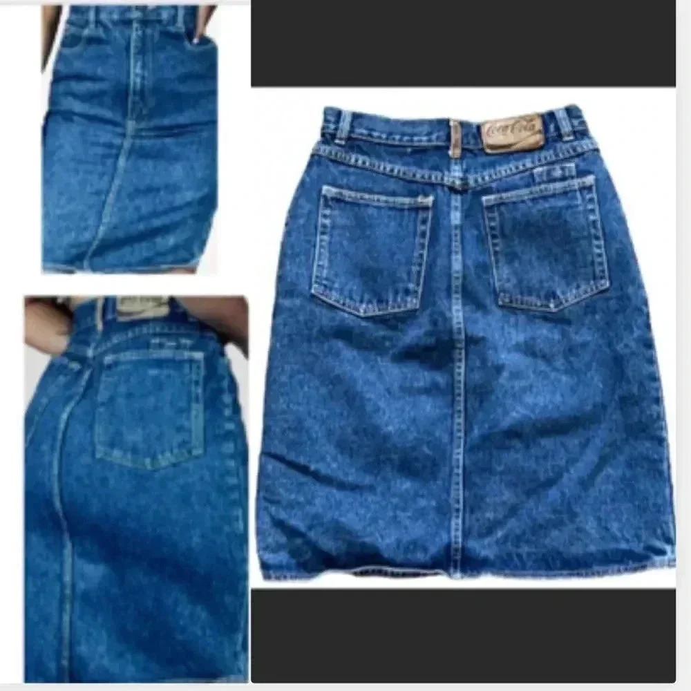 Vintage Cowboy Chic  80’s Blue Acid Washed Jean Mini‎ Skirt - Picture 4 of 12
